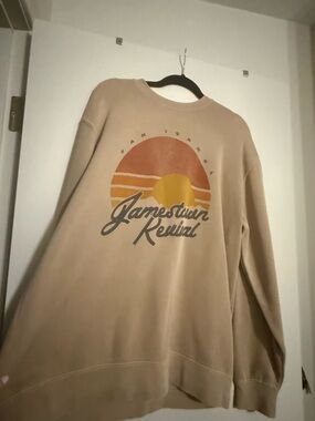 Men’s Graphic Crewneck Jamestown Revival Sweatshirt - Beige Sunset